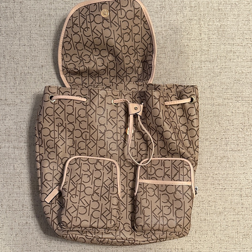 Calvin Klein Tan Monogram Backpack
